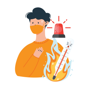 Automatic body temperature measurement device rings alarm when detecting abnormal temperature.